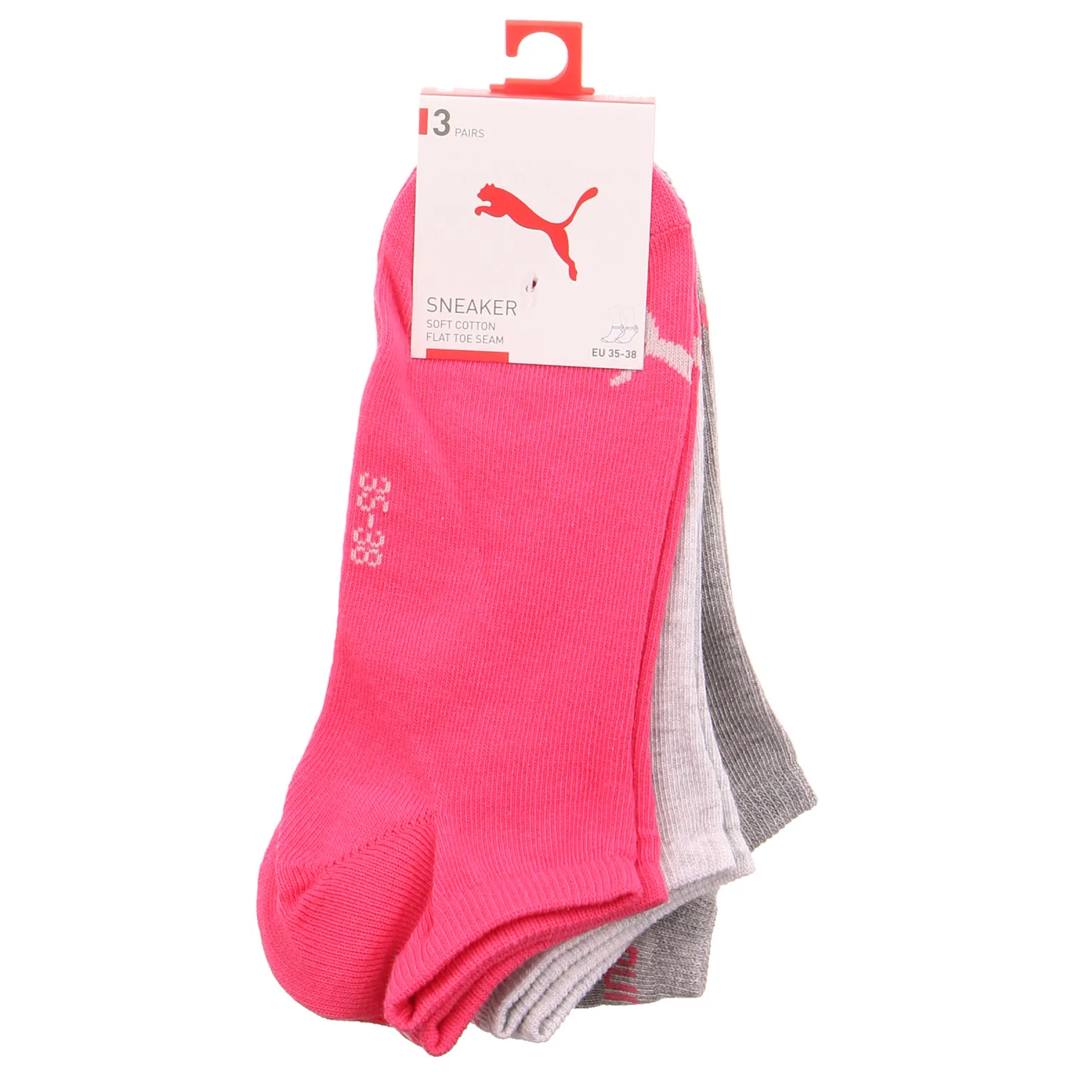 PUMA SOCKEN Freizeitsocken Pink Textil  3-ER Pack