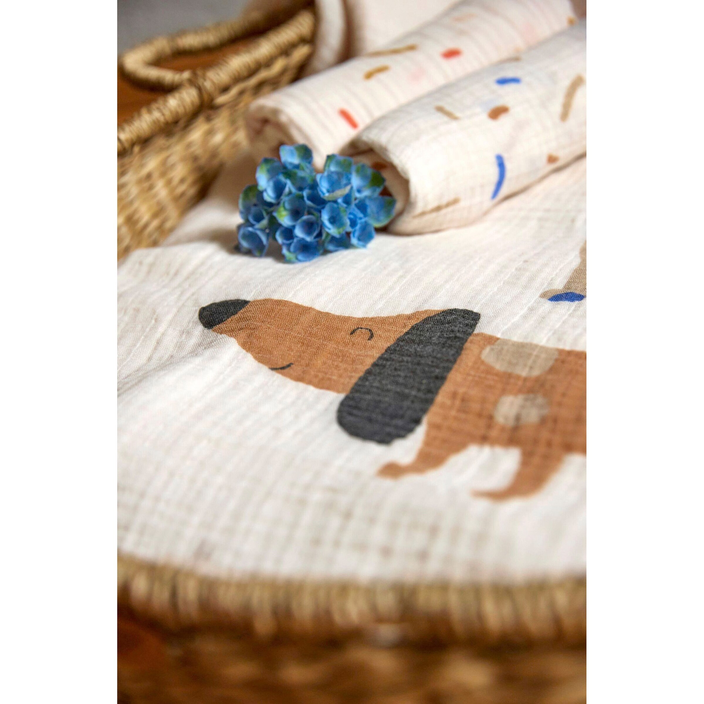 Lässig 3er-Pack Mullwindeln 80x80 cm braun / blau