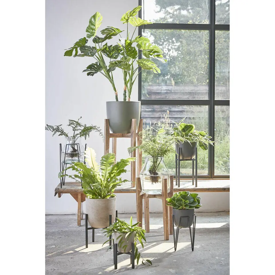 Mica Decorations Plantenstandaard - metaal - zwart - H25 x B16 cm