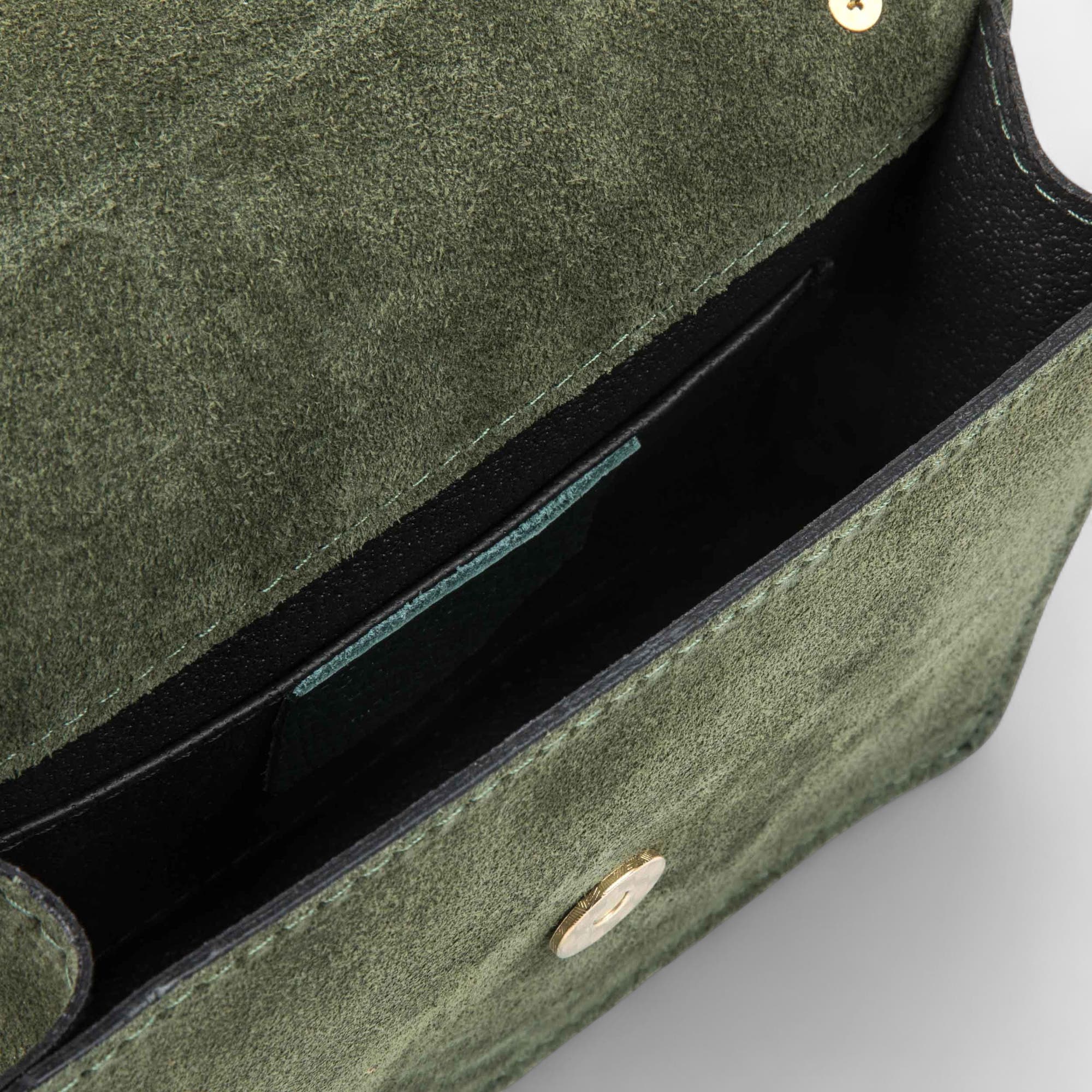 Sac bandoulière en cuir kaki