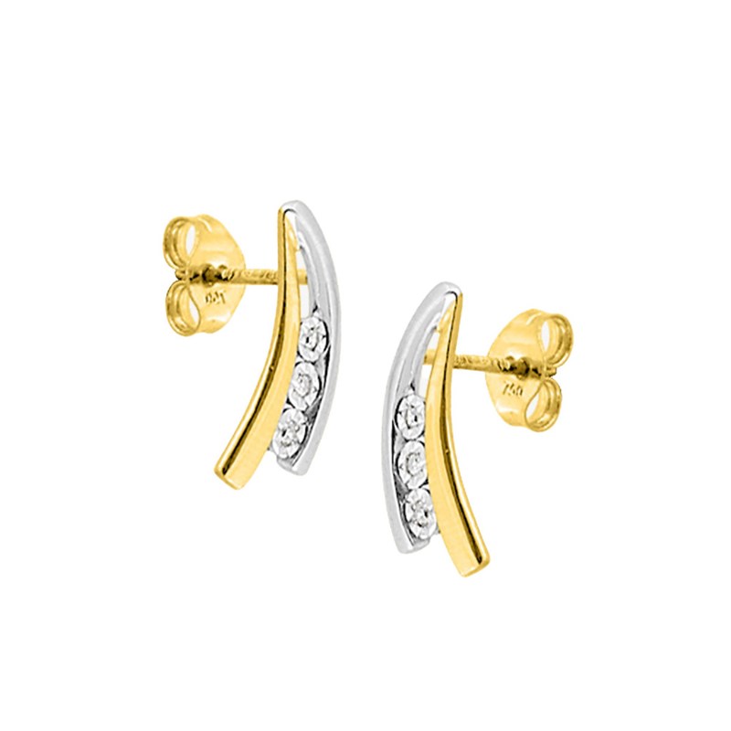 Boucles d'oreilles femme bicolores - Diamant - Or 18 Carats