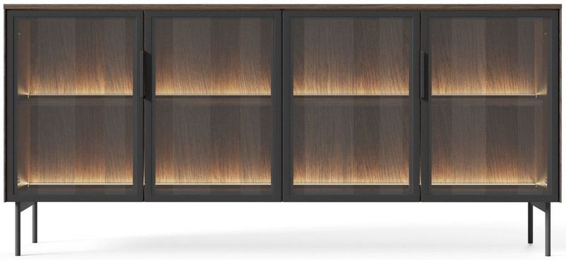 Lumi - Dressoir - Eikendecor Dunin - Zwart Metaal - Antisol-glas