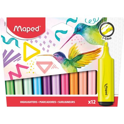 Maped Fluo'peps Classic - Pack de 12 surligneurs - couleurs assorties fluo et pastel
