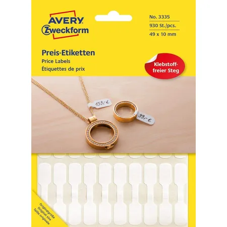 Avery Zweckform 3335 Preis-Etiketten 49 x 10 mm, 31 Bogen/930 Etiketten, weiß