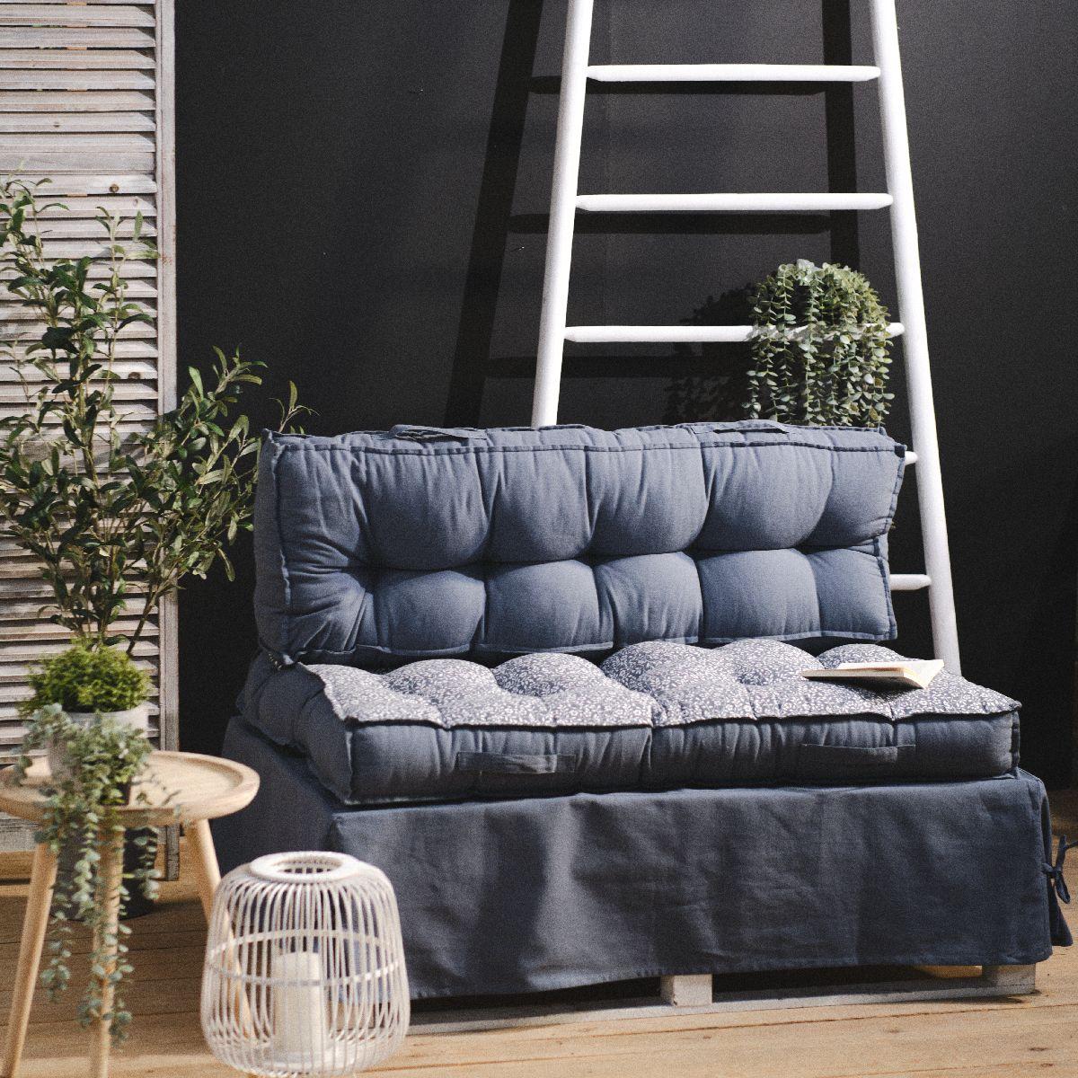 DOSSIER PALETTE 120X40X22CM COTON BOTANIK DENIM