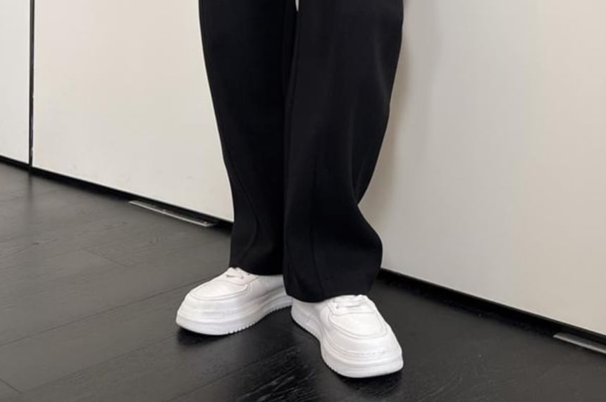 Freehop - Mid Rise Plain Straight Leg Dress Pants