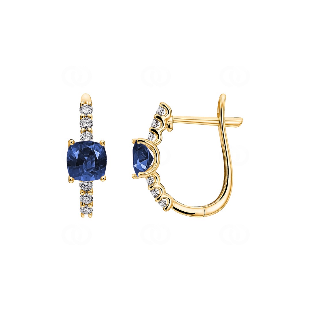 Kreolen 750/18 K Gelbgold mit Saphir & Diamanten 0.20 ct H/si