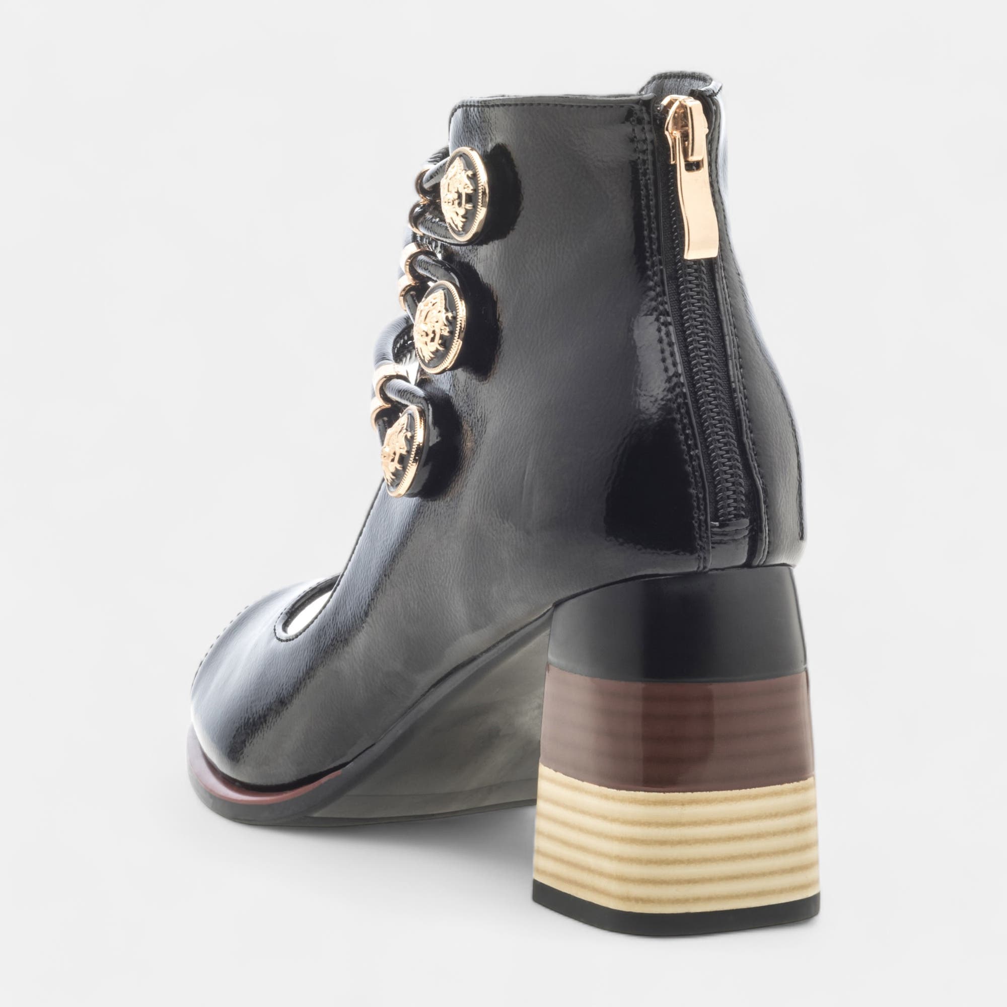 Nu-pieds à talon compensé Femme noir vernis