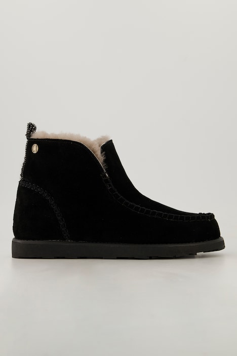 Lammfell-Boots, Veloursleder, Lammfellfutter