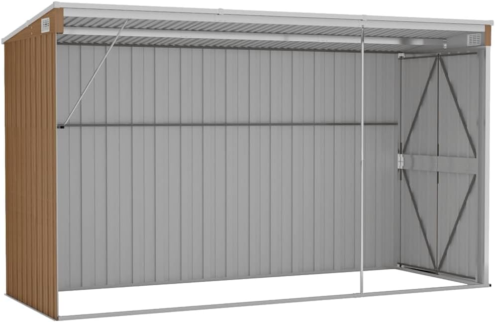 Refined Anbauschuppen Braun 118x288x178 cm Verzinkter Stahl