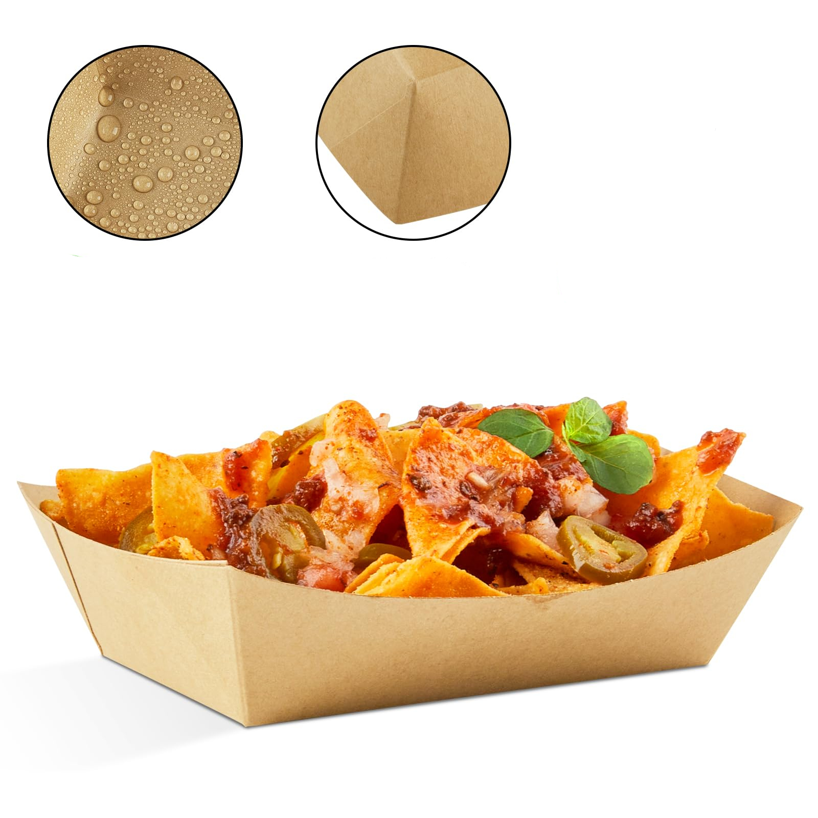 (250er Set) 11x15cm Einweg Papier Schalen Party Geschirr Tisch Deko für Pommes / Currywurst / Tapas - Braun