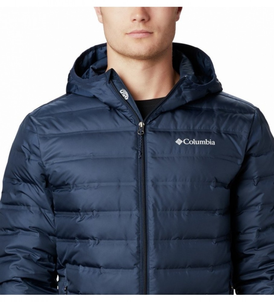 Jaqueta de plumas Columbia Lake 22 azul com capuz.