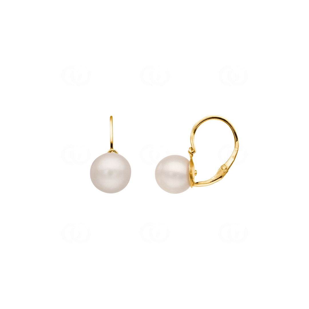 Ohrringe 750/18 K Gelbgold mit Süsswasserzuchtperle Ø 8mm