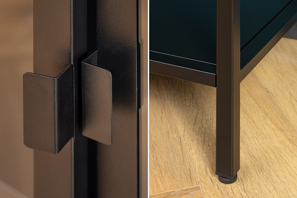 Industrial Vitrine DURA STEEL 150cm schwarz Metall Glas Highboard