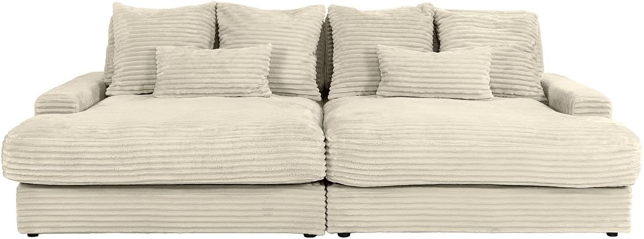 Pascal Morabito - 4-Sitzer-Sofa, Komfort, Tiefe Sitzfl‰Che, aus Cordstoff, groﬂe Rippen, Beige Calazo
