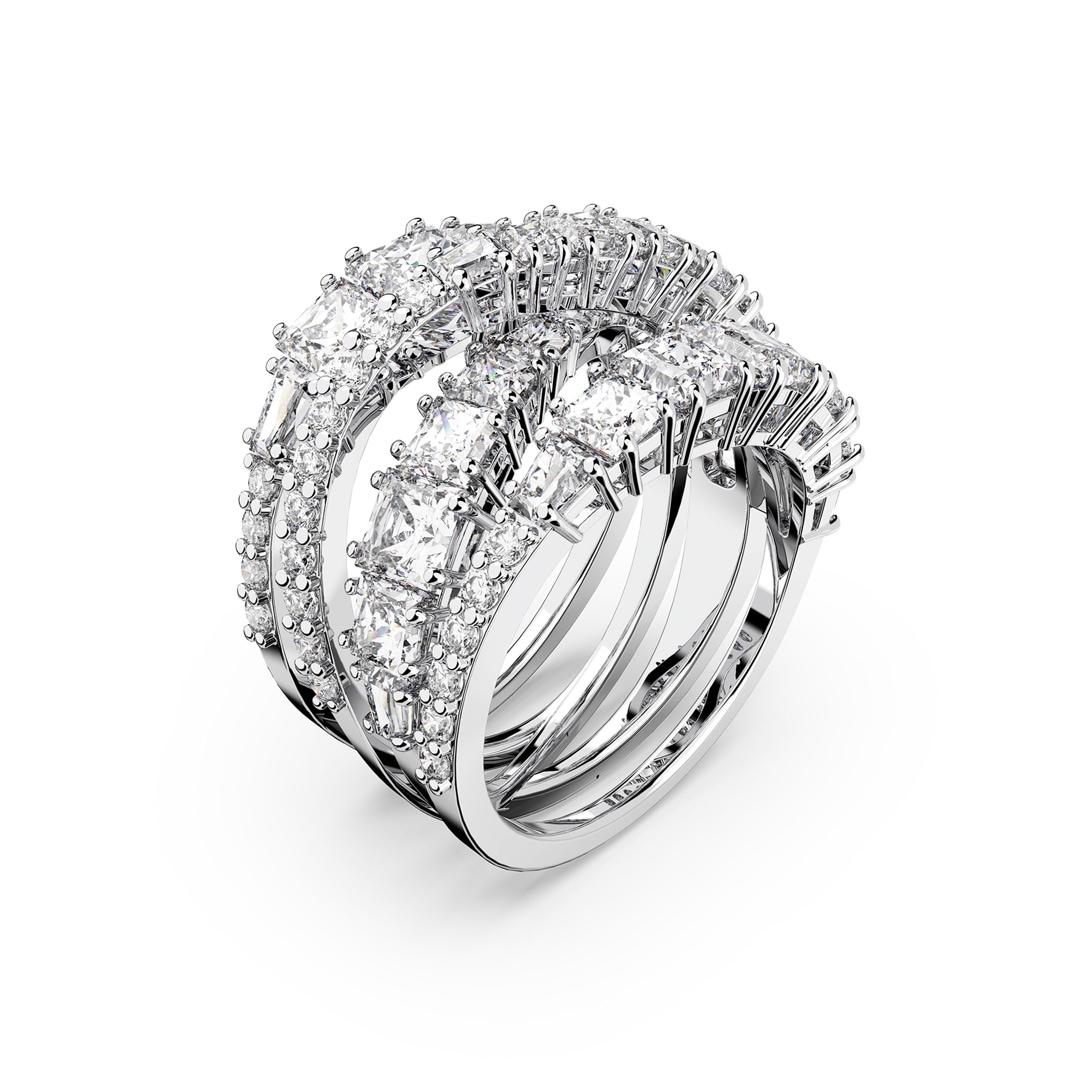 Swarovski Twist Wrap Ring, weiss, rhodiniert