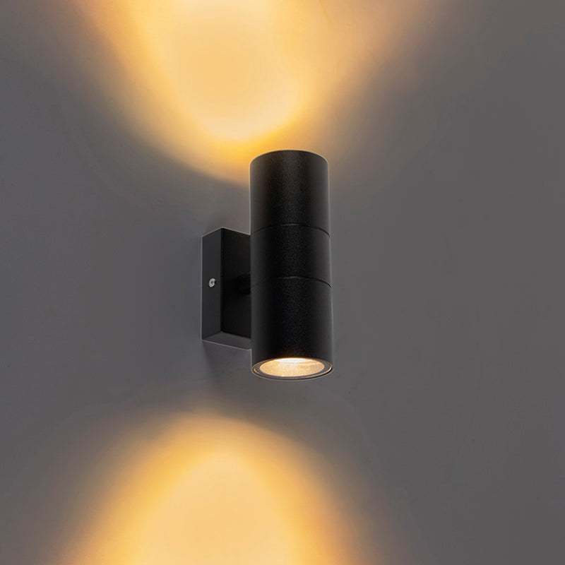 QAZQA Smart buitenwandlamp zwart IP44 incl. 2 wifi GU10 - Duo