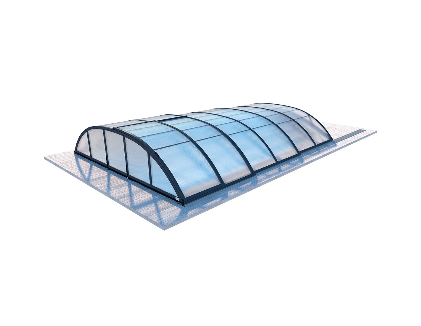 Abri de piscine horizon pour les modèles 6,20x3 m - bas87, bas787 - polycarbonate alvéolaire 8 mm - couleur ral7016 graphite