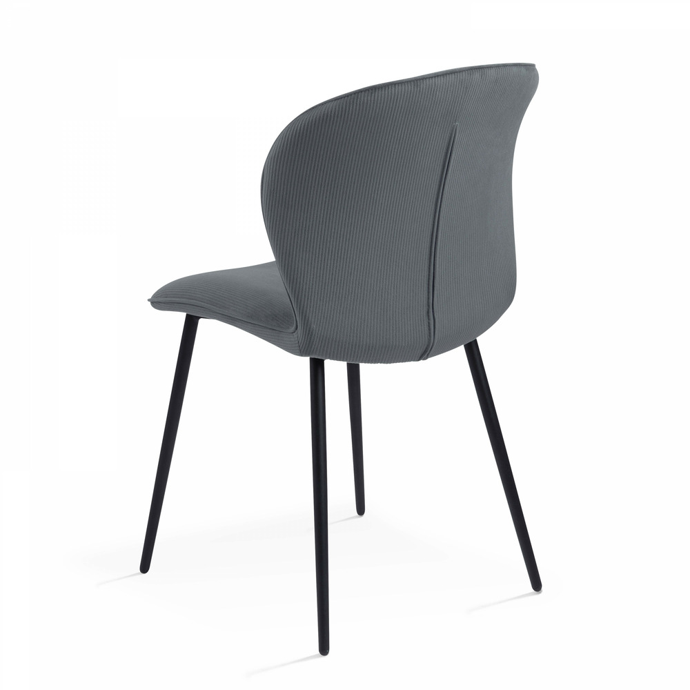 Lot de 2 chaises en velours côtelé gris