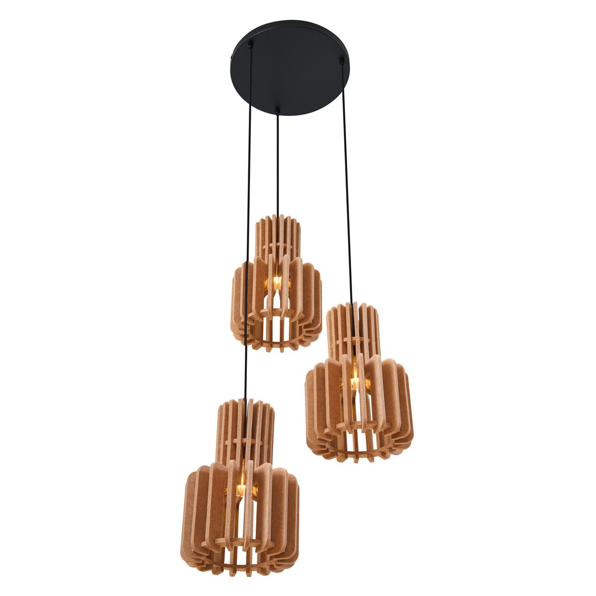 Retro hanglamp zwart met oranje 3-lichts - Felt