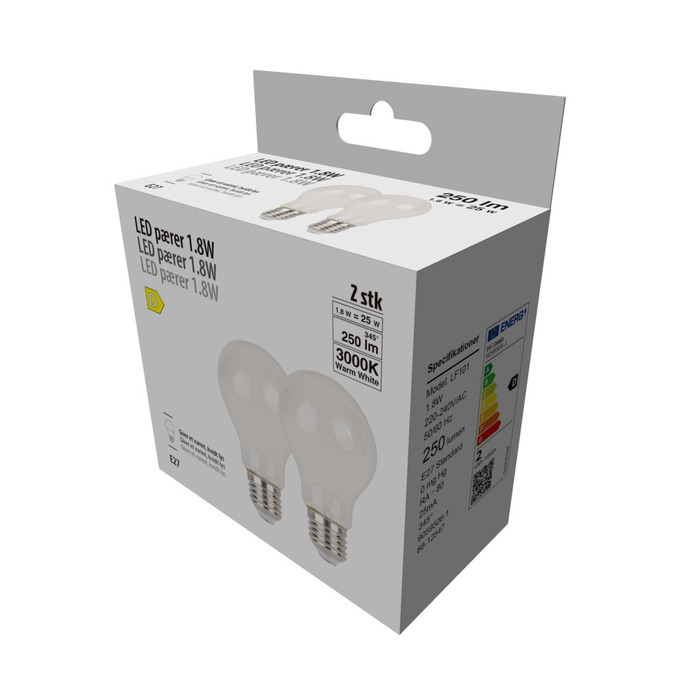LED-filamentpærer 1,8 W E27 - 2-pk.