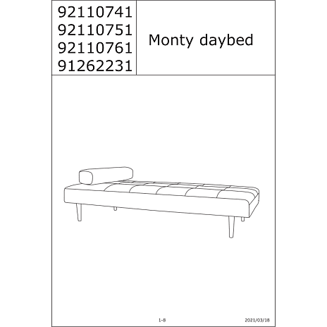 Monty daybed - lysegrå