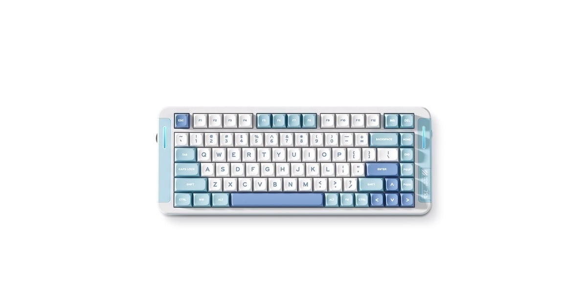 MCHOSEX75 V2 Blue Icy Creamsicle Custom Mechanical Keyboard, toetsenbord  (Wit/lichtblauw, US lay-out, Kailh Box Icy Creamsicle, 75%, RGB, Hot swap, Double-Shot PBT, draadloos / Bluetooth / USB-C)