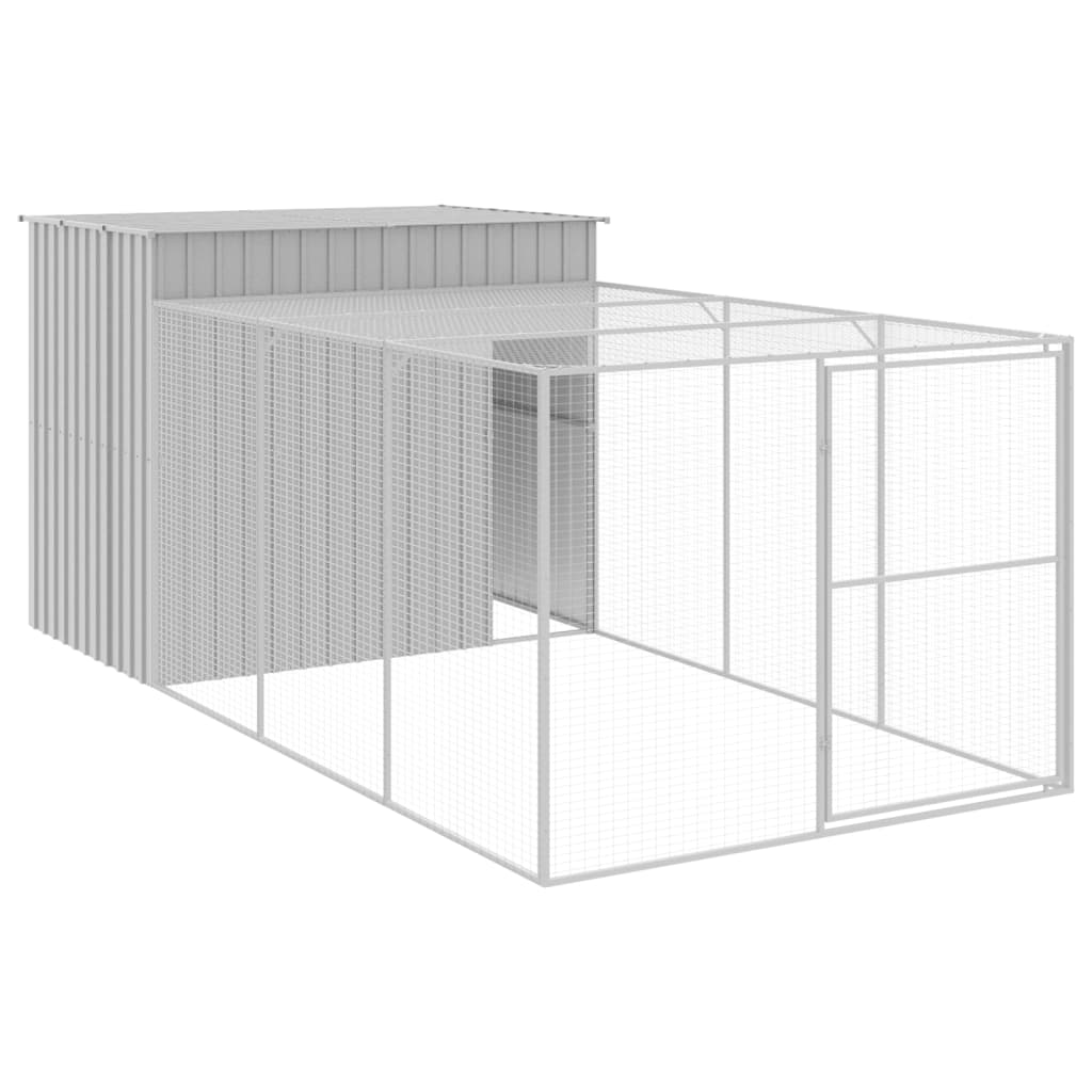 Canil vidaXL, aço galvanizado, cinza claro, 214 x 1069 x 181 cm