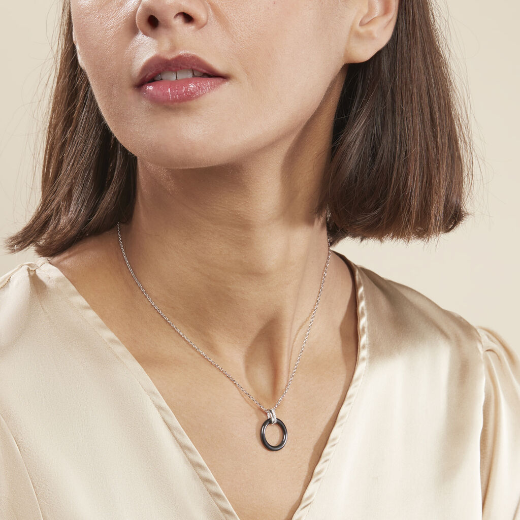 Collier Bertillianne Argent Blanc Céramique Et Oxyde De Zirconium