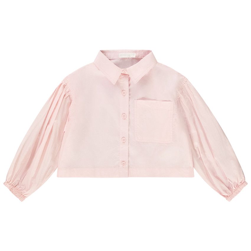 Chemise courte à manches bouffantes en toile parachute pour fille - Rose