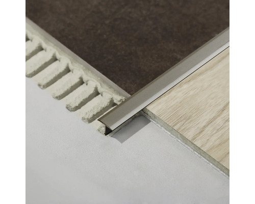 Dural T-Floor aluminium scheidings- en afdekprofiel, lengte 100 cm, hoogte 8 mm, zichtbaar oppervlak 14 mm, titanium