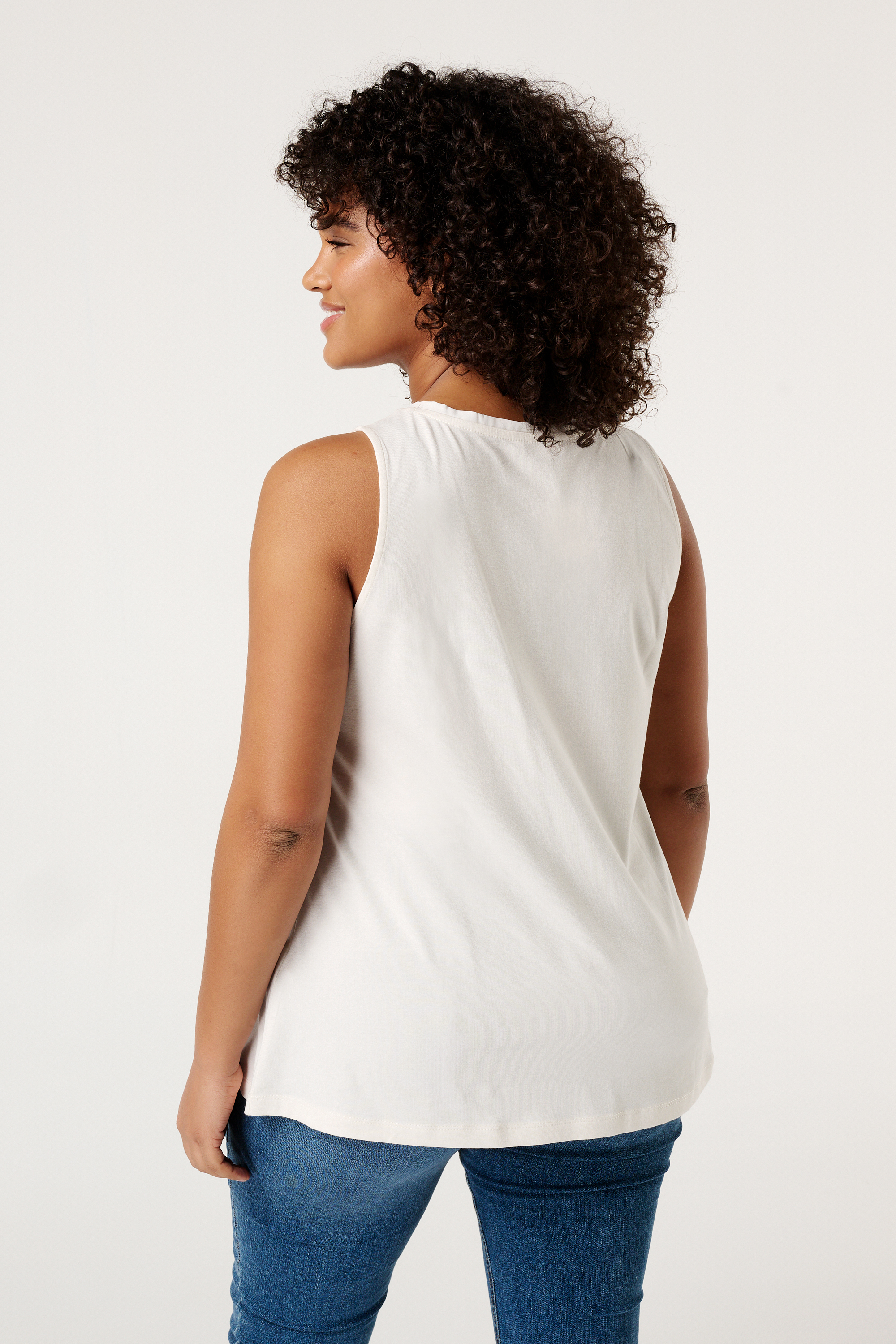 Top met V-hals Cream