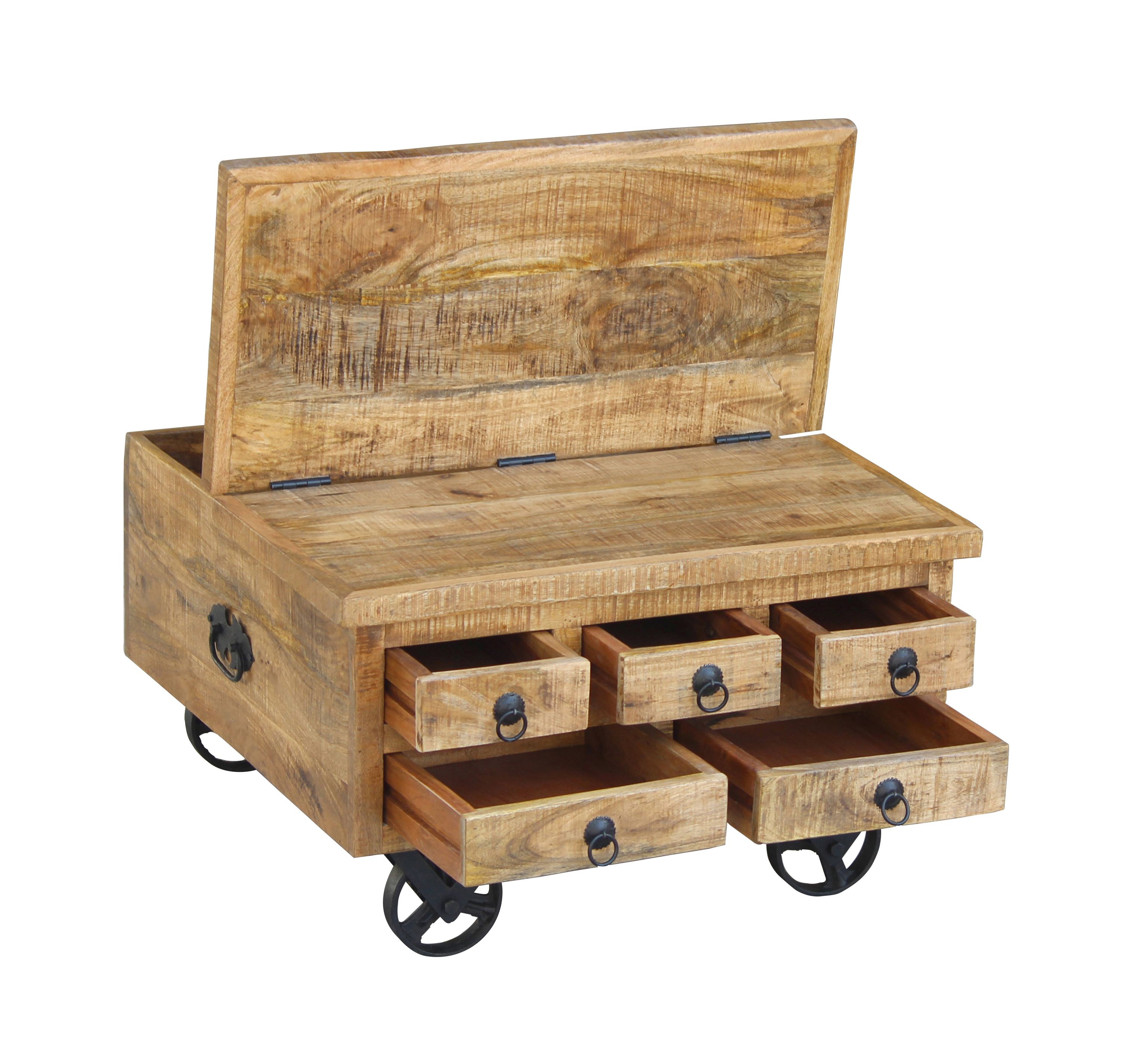 Beistelltisch Holz Vintage PITT mit Rollen