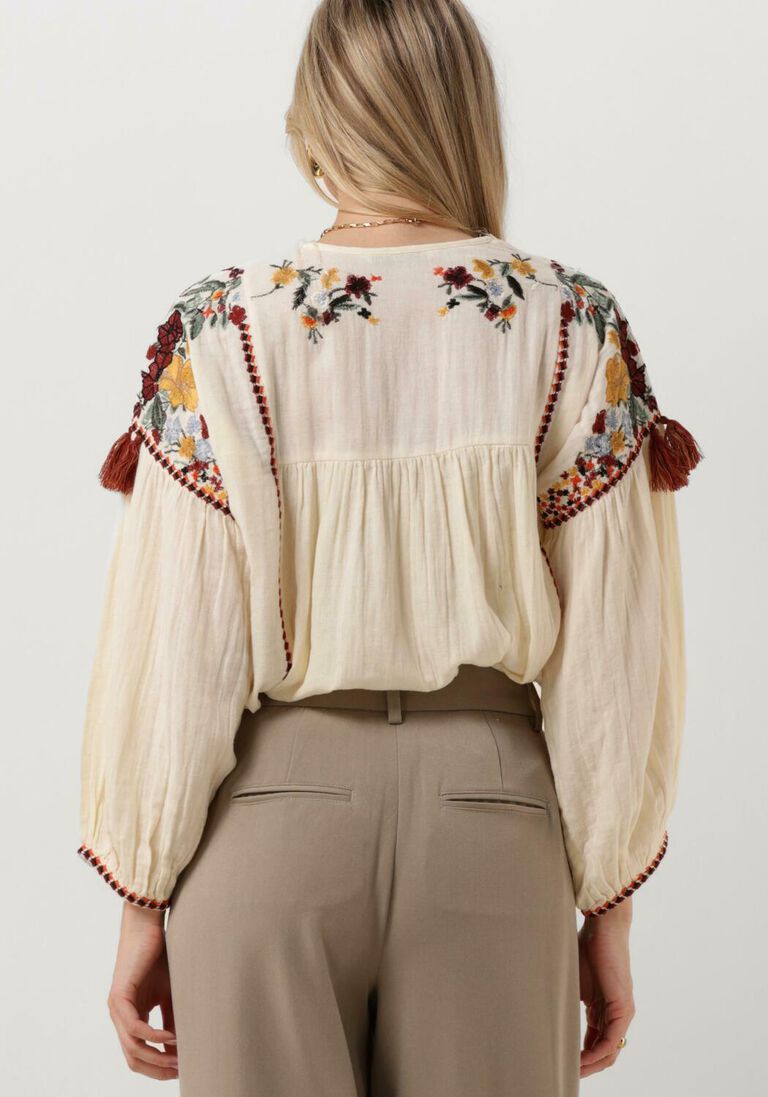 SUMMUM gebroken wit summum blouse top multi embroidery top multi embroidery