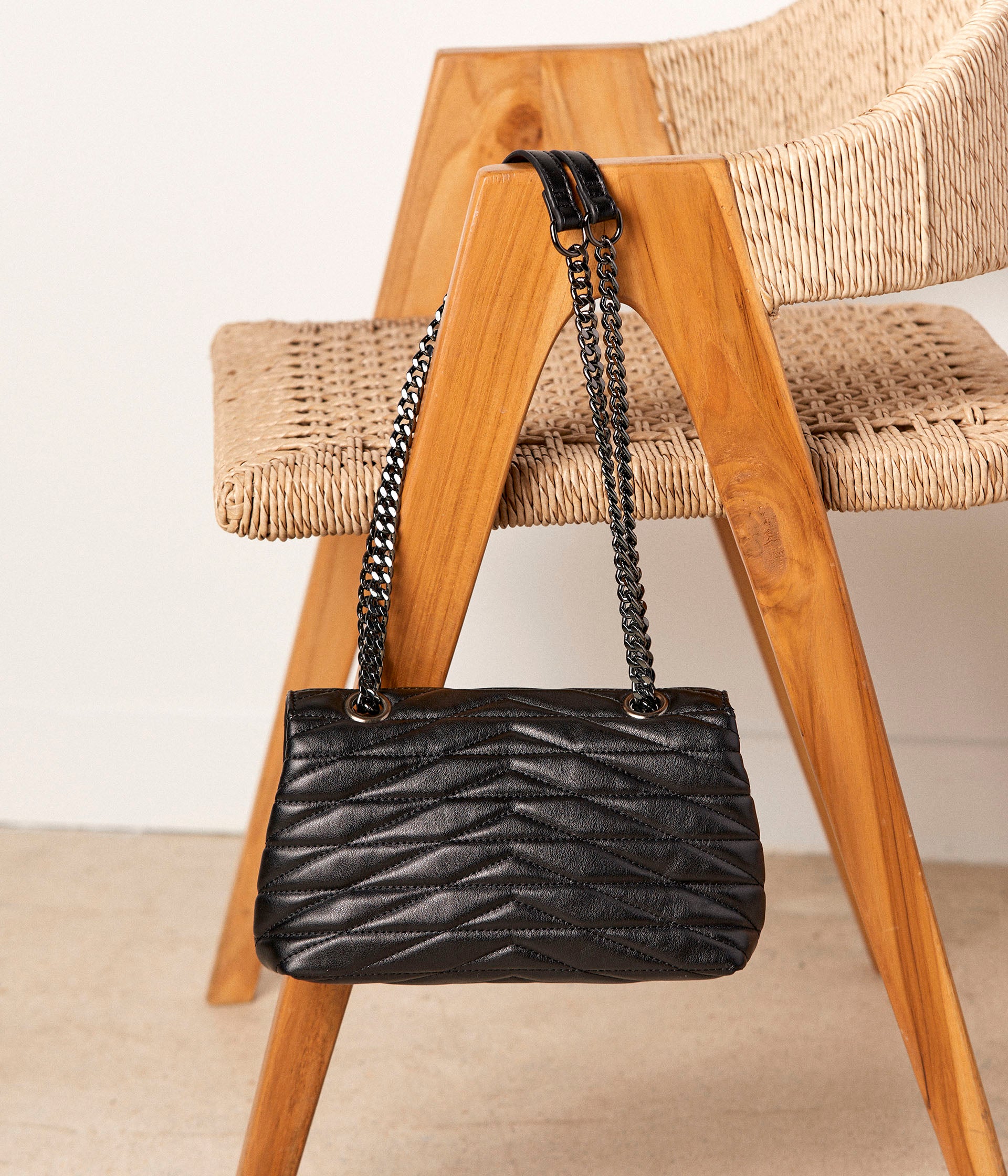 Sac noir matelassé Amy