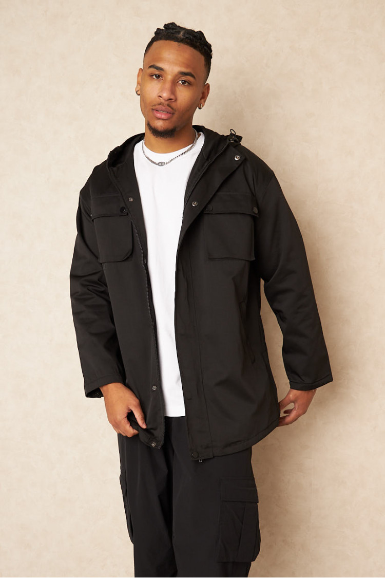 Parka noire à capuche