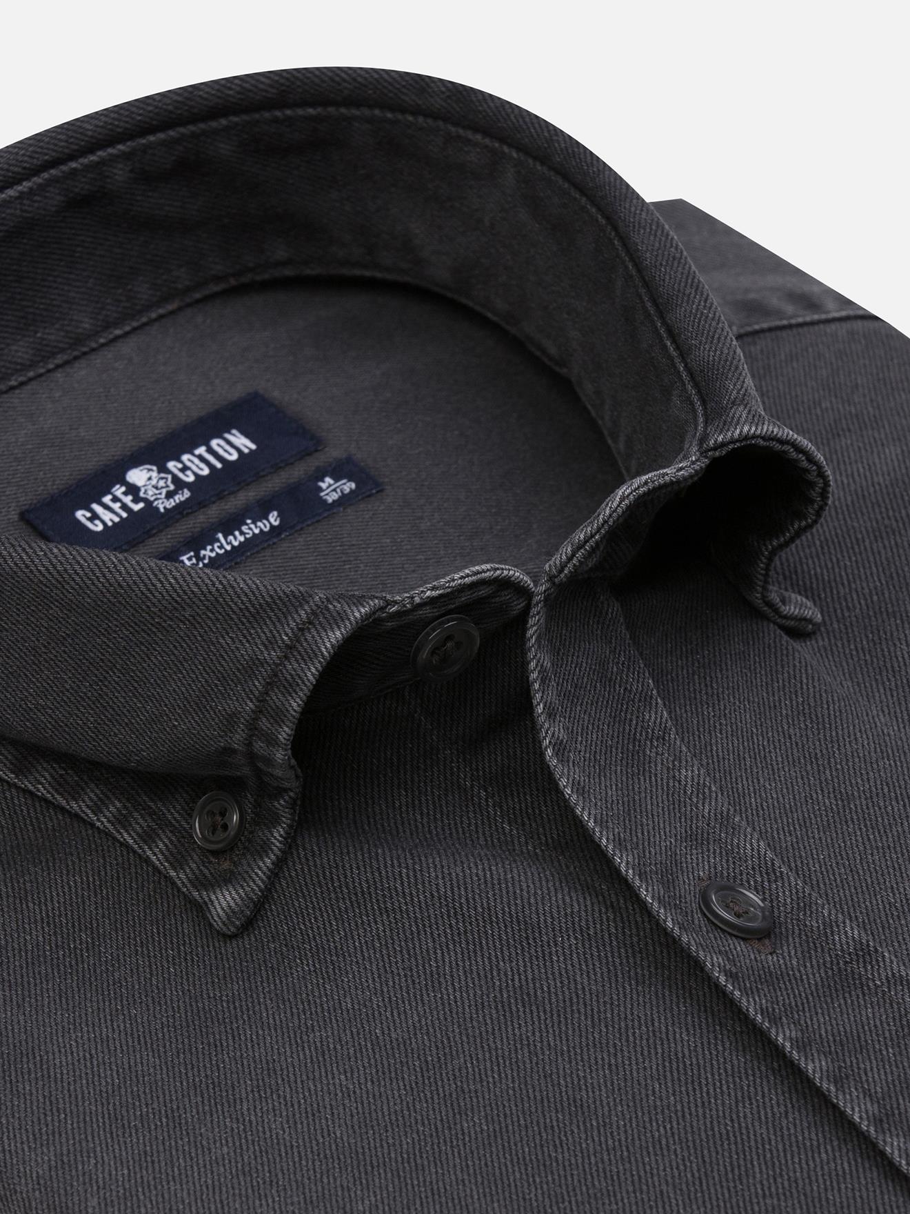 Chemise Gustav en denim carbone - Col Boutonné