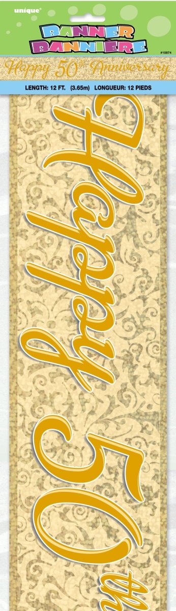 Happy Anniversary Banner Goud 50Th 3,65m