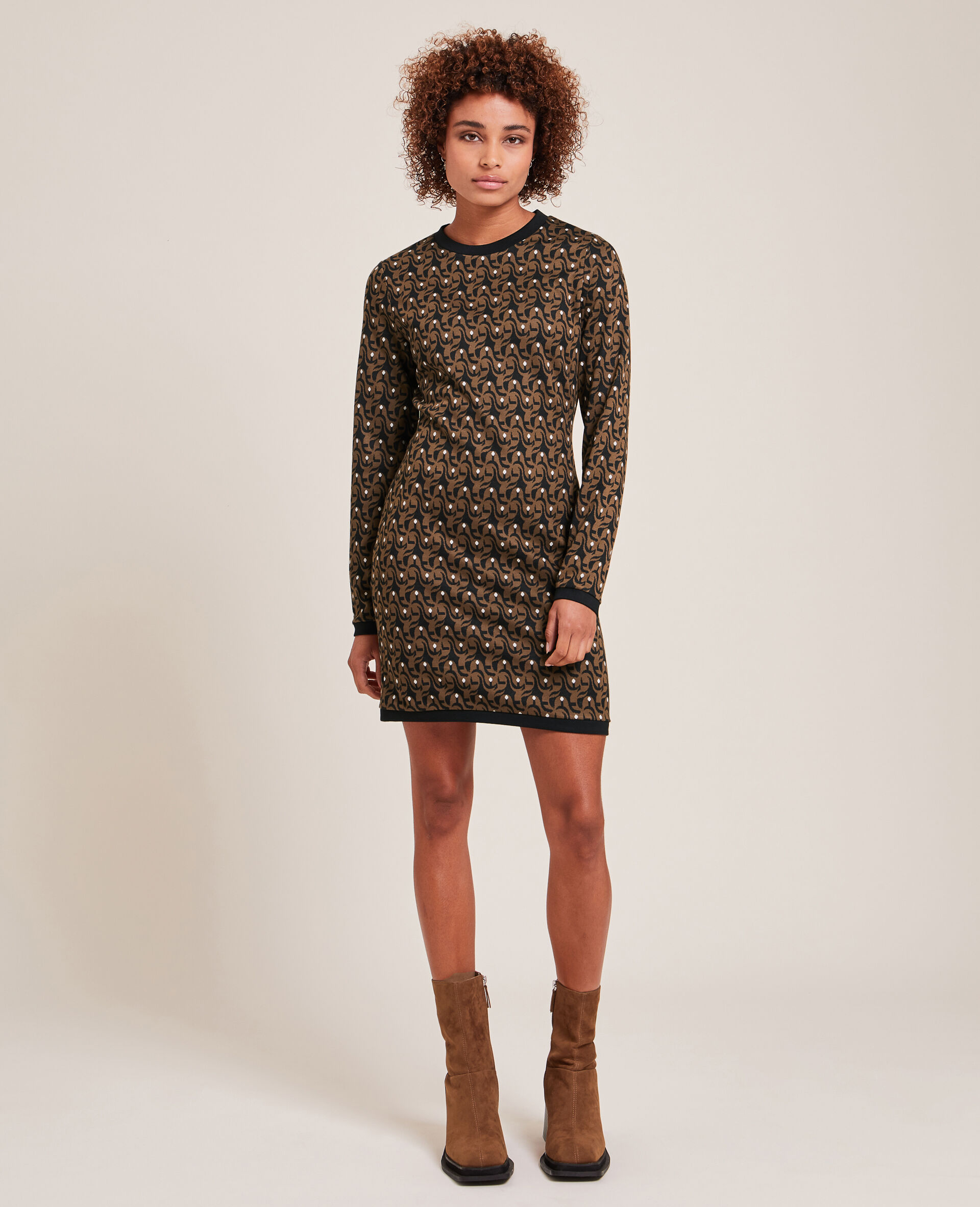 Robe courte en maille - Marron