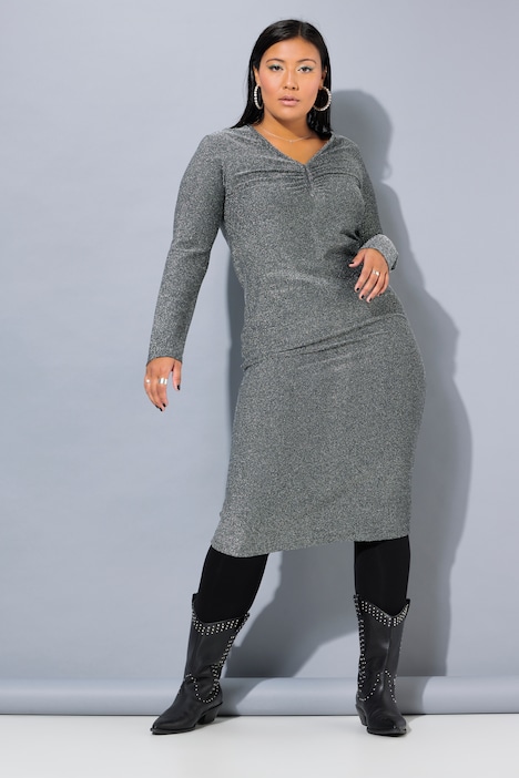 Midikleid, Glitzer, A-Line