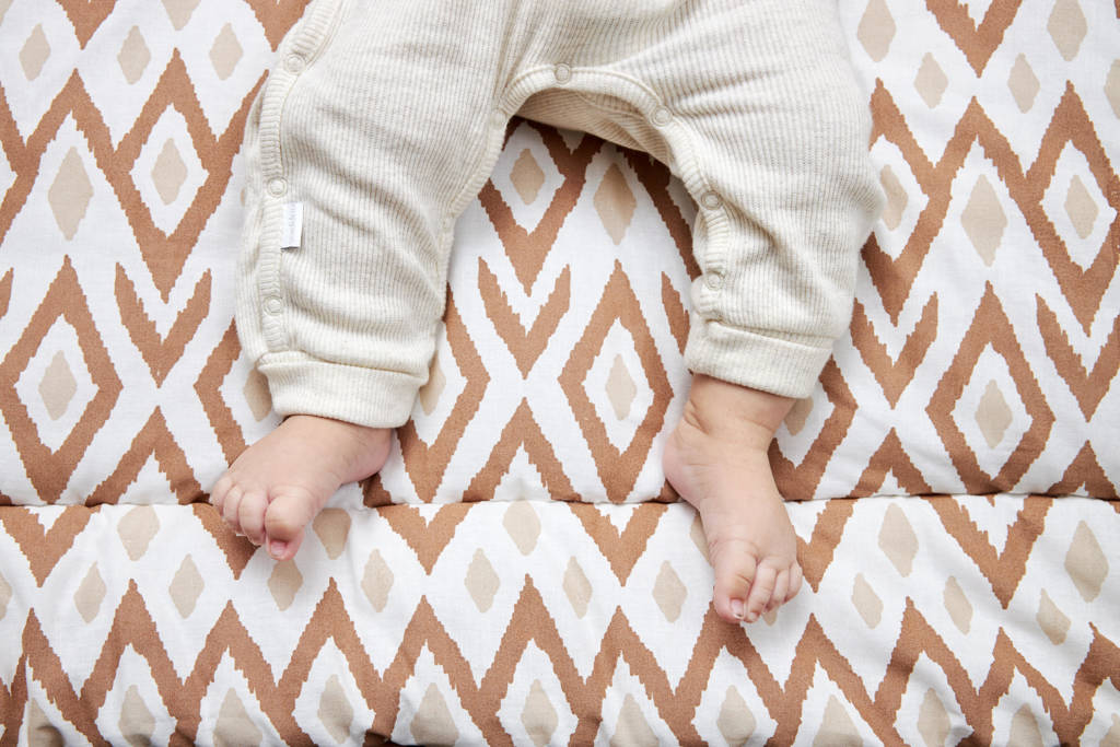 reversible boxkleed Ikat/Uni 80x100 cm Sand/Toffee