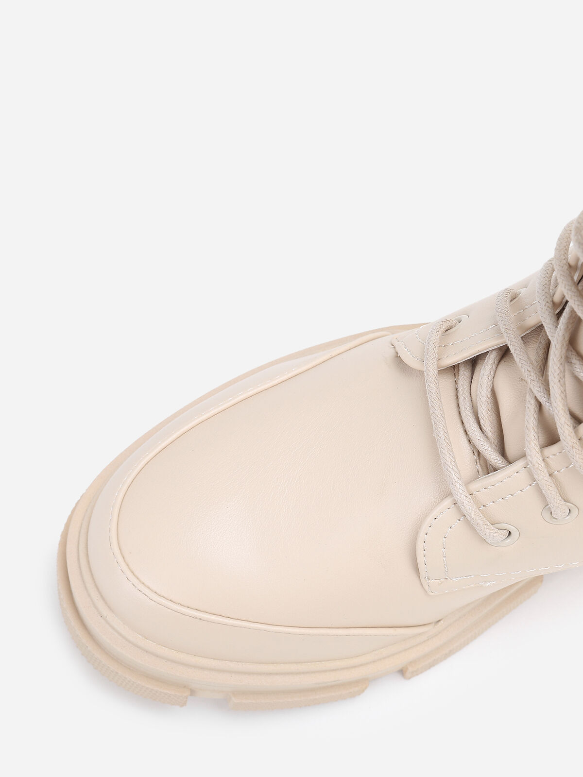 Bottines chunky style rangers- Beige