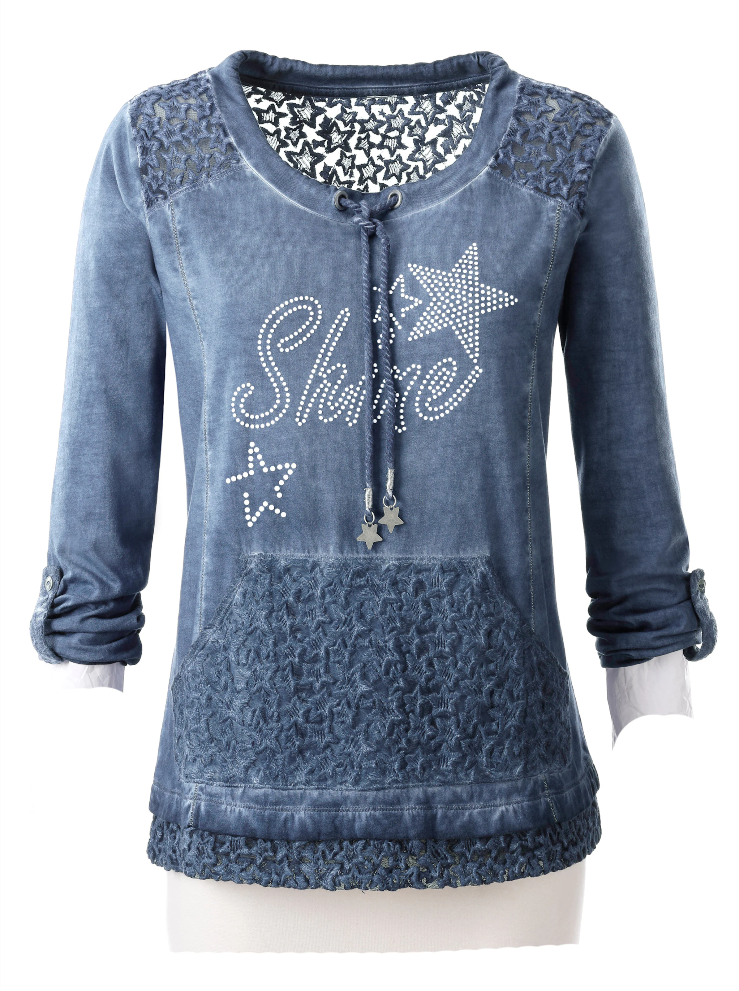 Langarmshirt in jeansblau