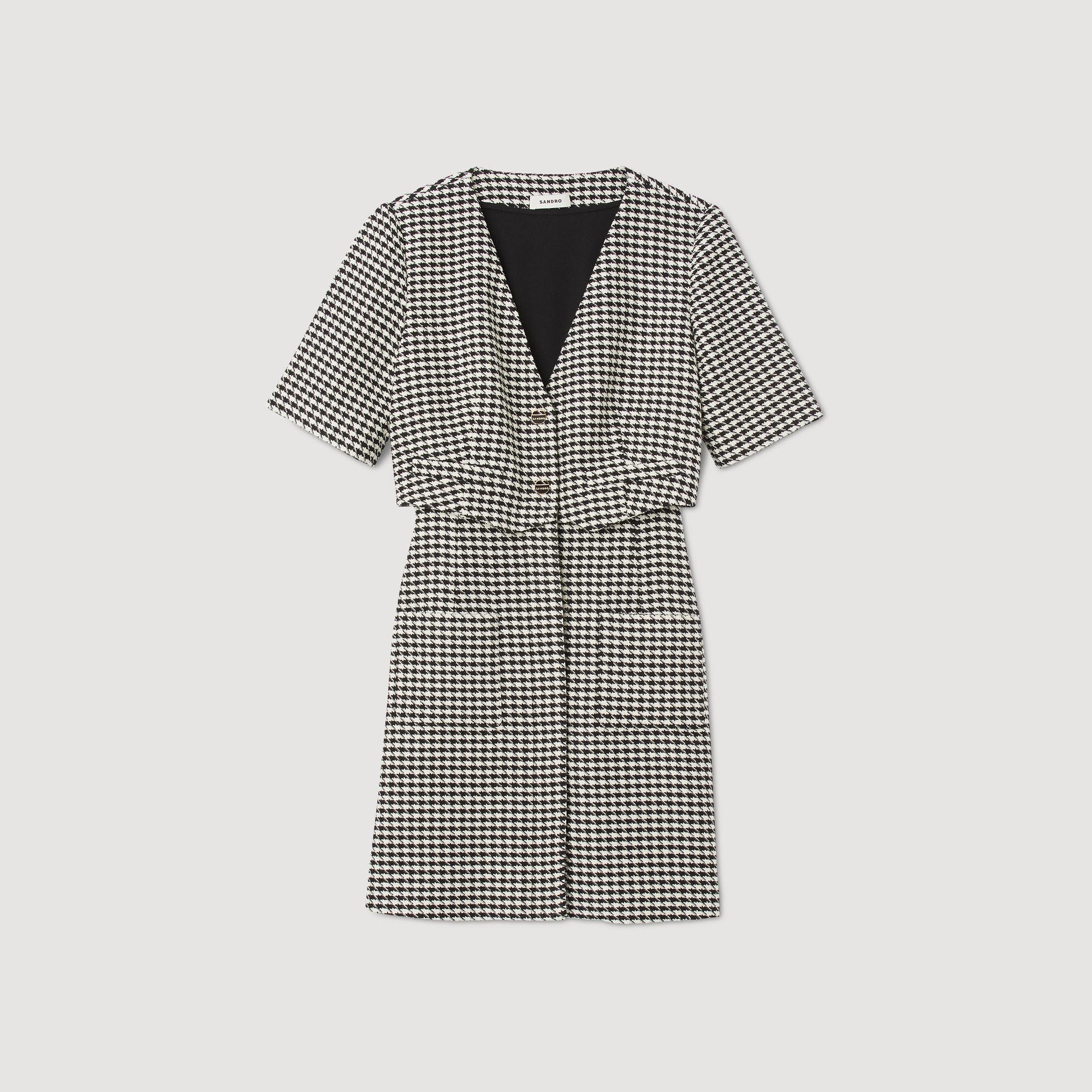 Robe courte en tweed pied de poule