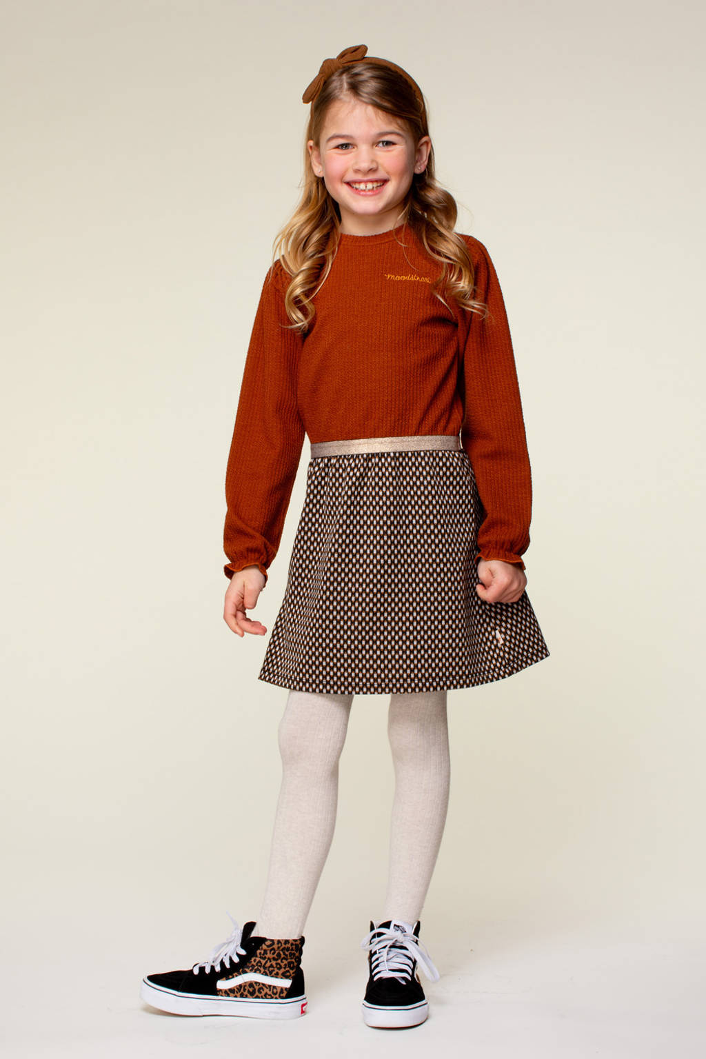 Moodstreet jurk Day roestbruin/beige