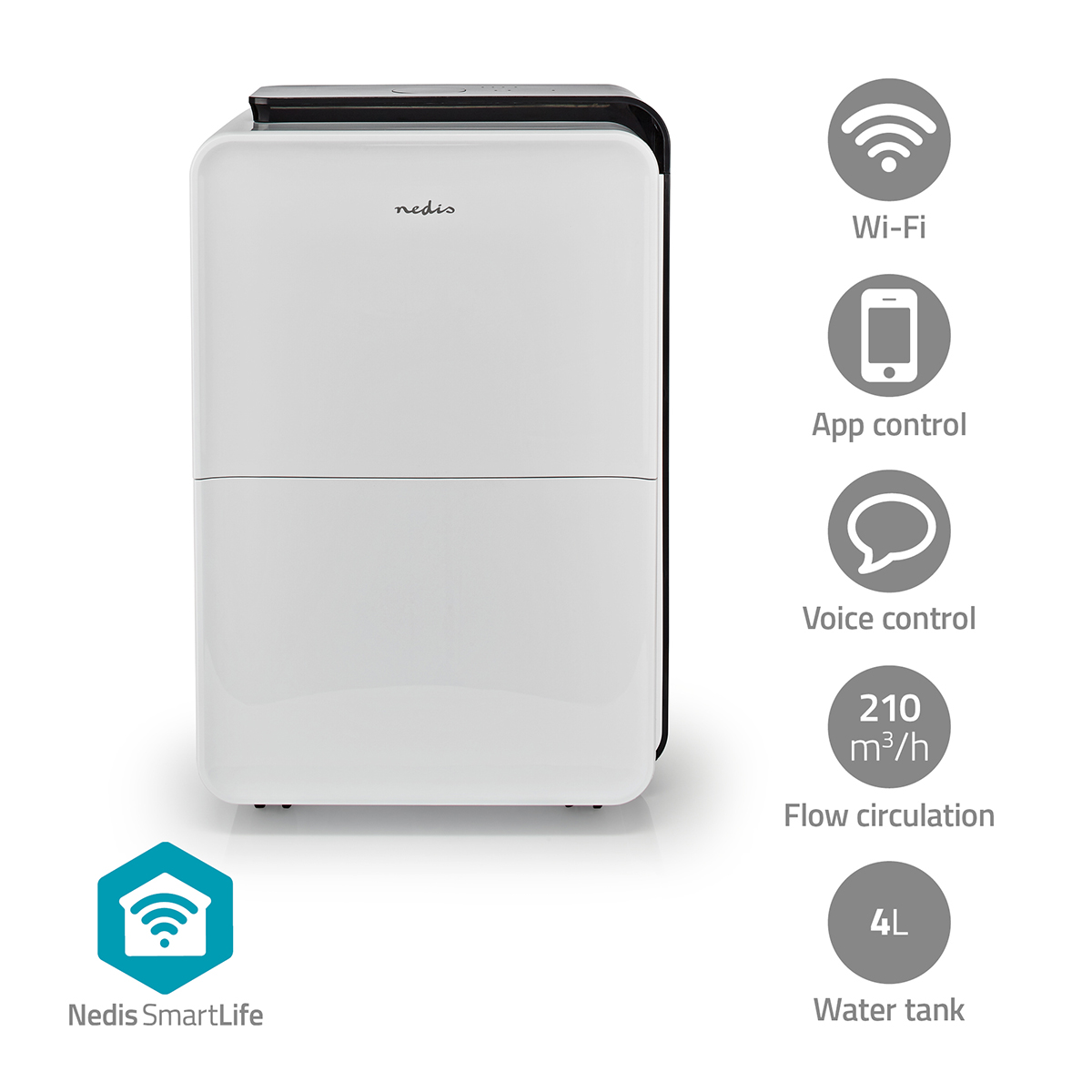 Nedis dehu30wtw smartlife luchtontvochtiger - wit