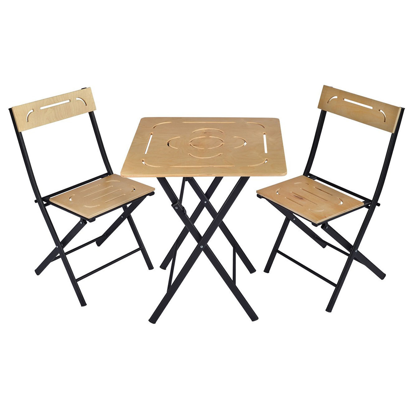 Sunny Garden Ensemble table + 2 chaises marron/noir