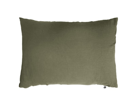 TERRE DE NUIT - Taie d'oreiller double gaze de coton kaki 50x70 cm