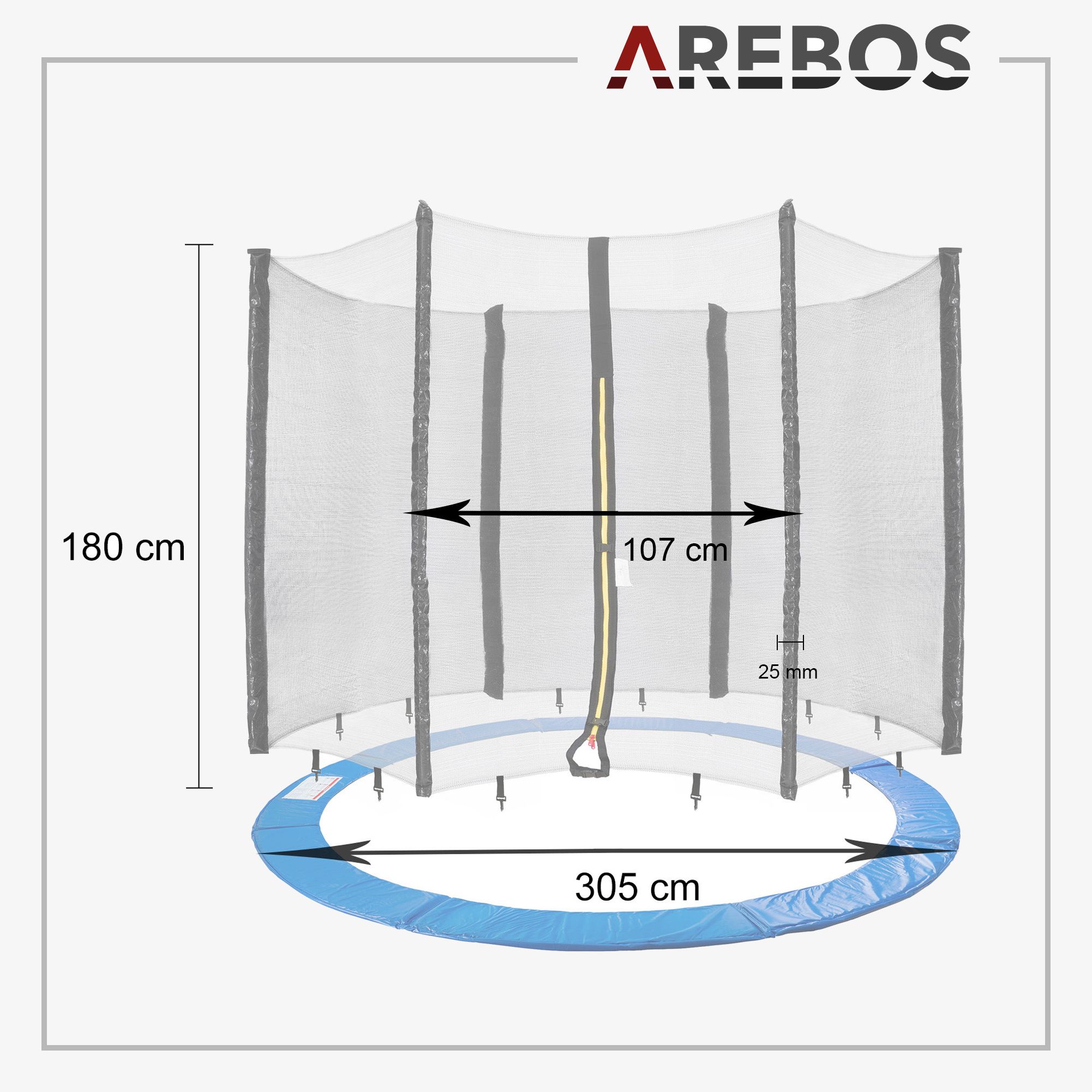 Trampolin Randabdeckung + Netz 305cm