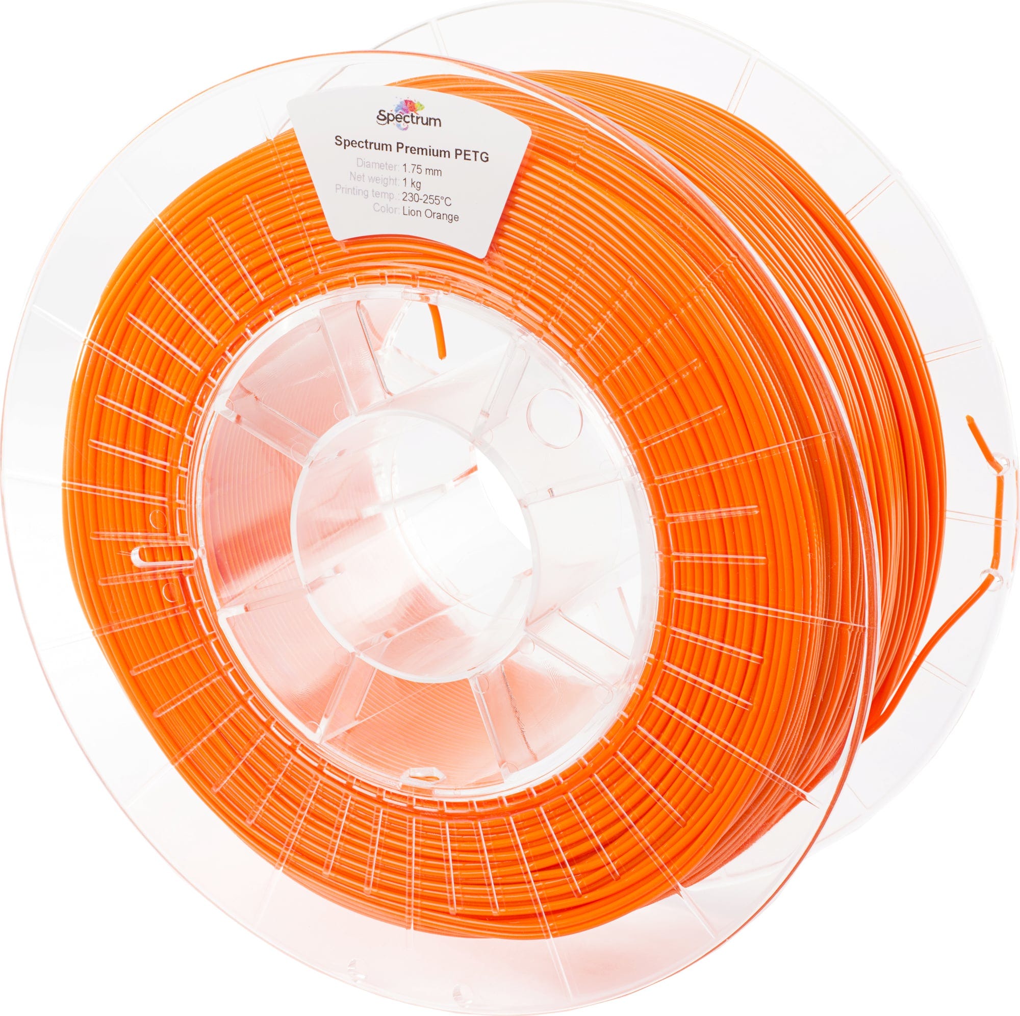 Spectrum  PETG Premium Lion Orange, 1,75 mm / 1000 g    Vielfältiges Filament mit hoher Transparenz & Temperaturbeständigkeit